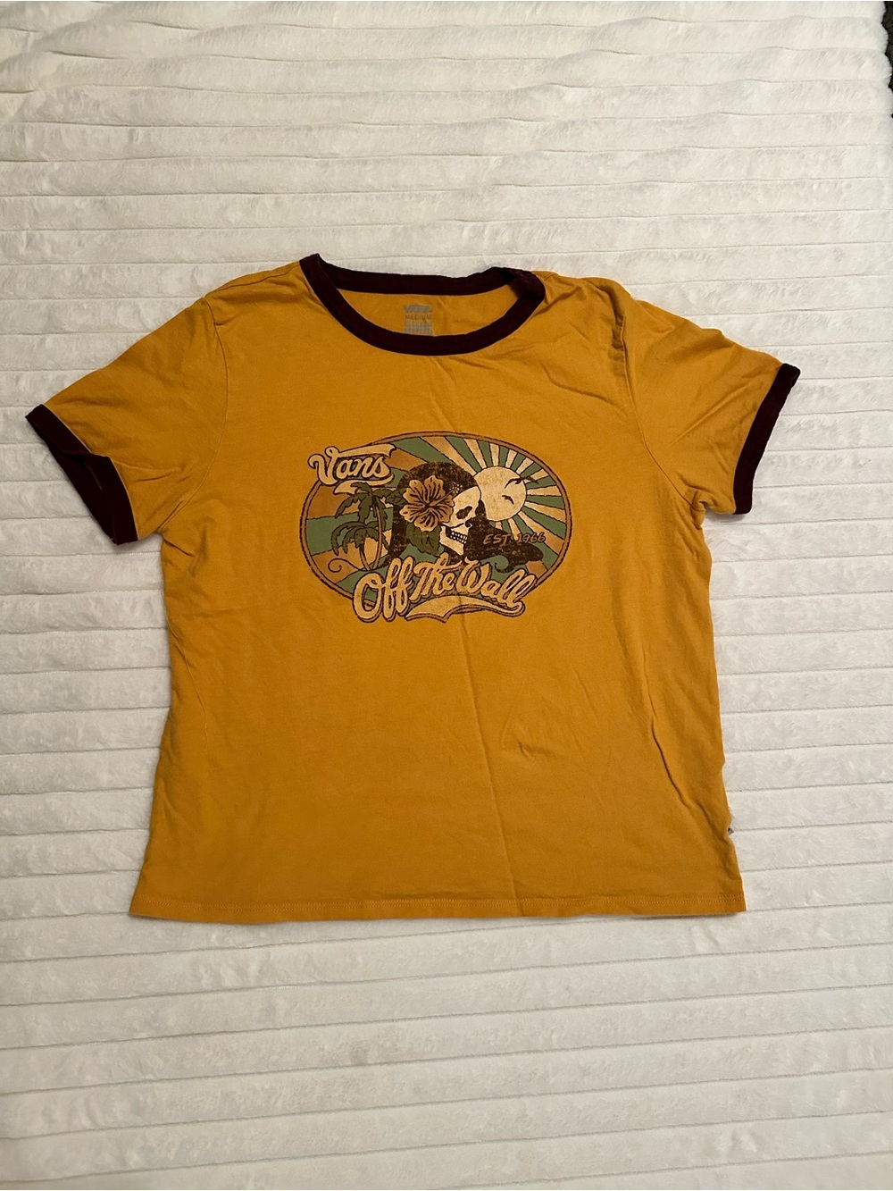 Vans Mustard and Burgundy Graphic Ringer Tee